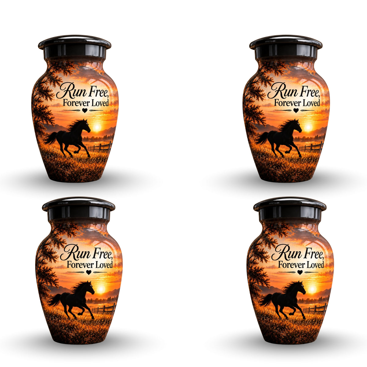 galloping horse sunset cremation urn for human ashes, handmade aluminum – photo 6