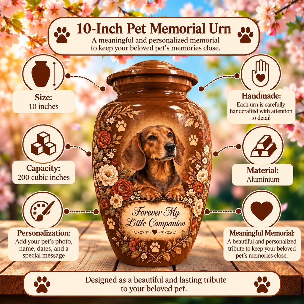 custom dog portrait pet urn for ashes, handmade aluminum pet memorial urn with photo – picture 6