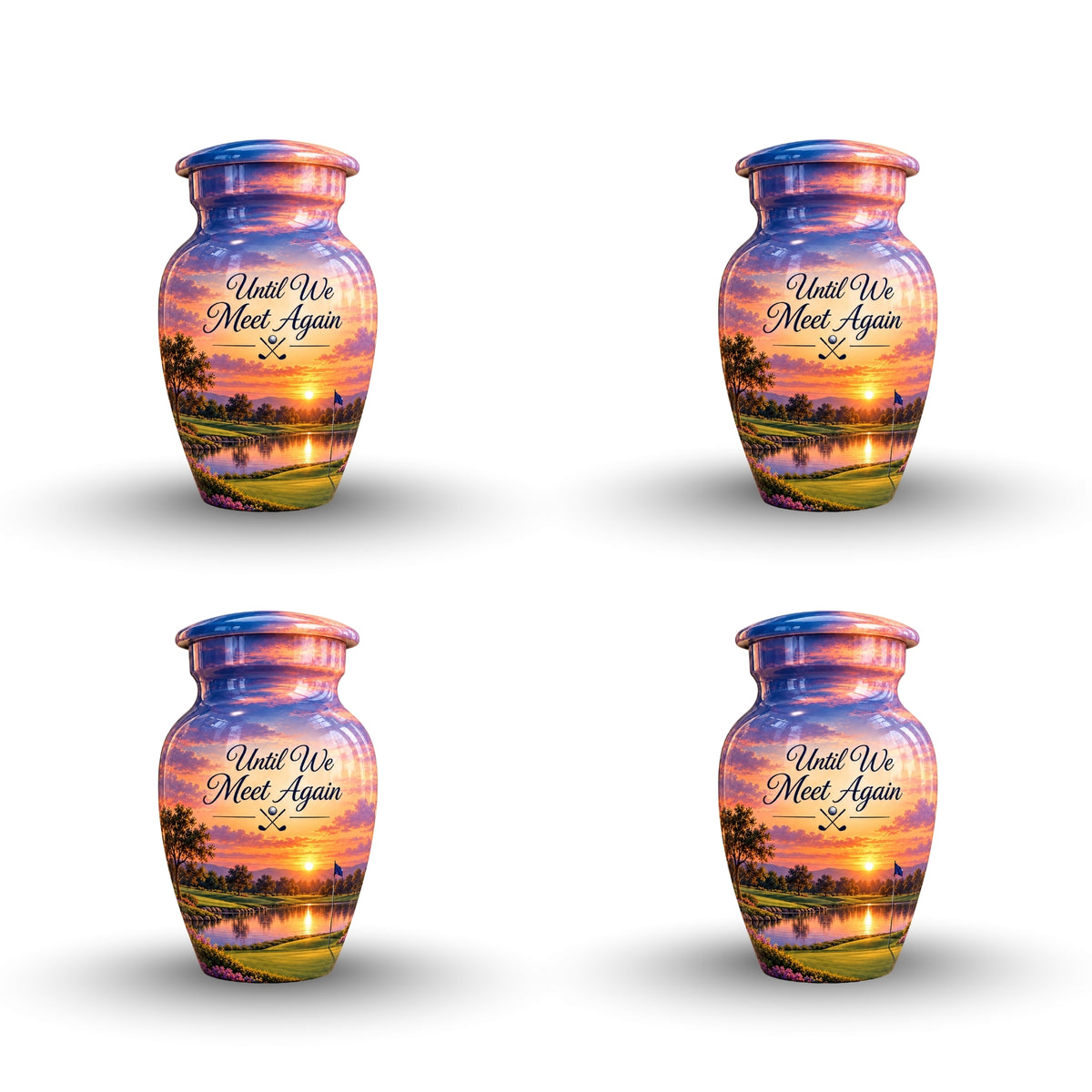 Golf Bag and Ball Sunset Cremation Urn for Human Ashes – Personalized Handmade Aluminum Urn