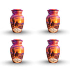 Cowboy Sunset Ride Cremation Urn for Human Ashes – Personalized Handmade Aluminum Urn