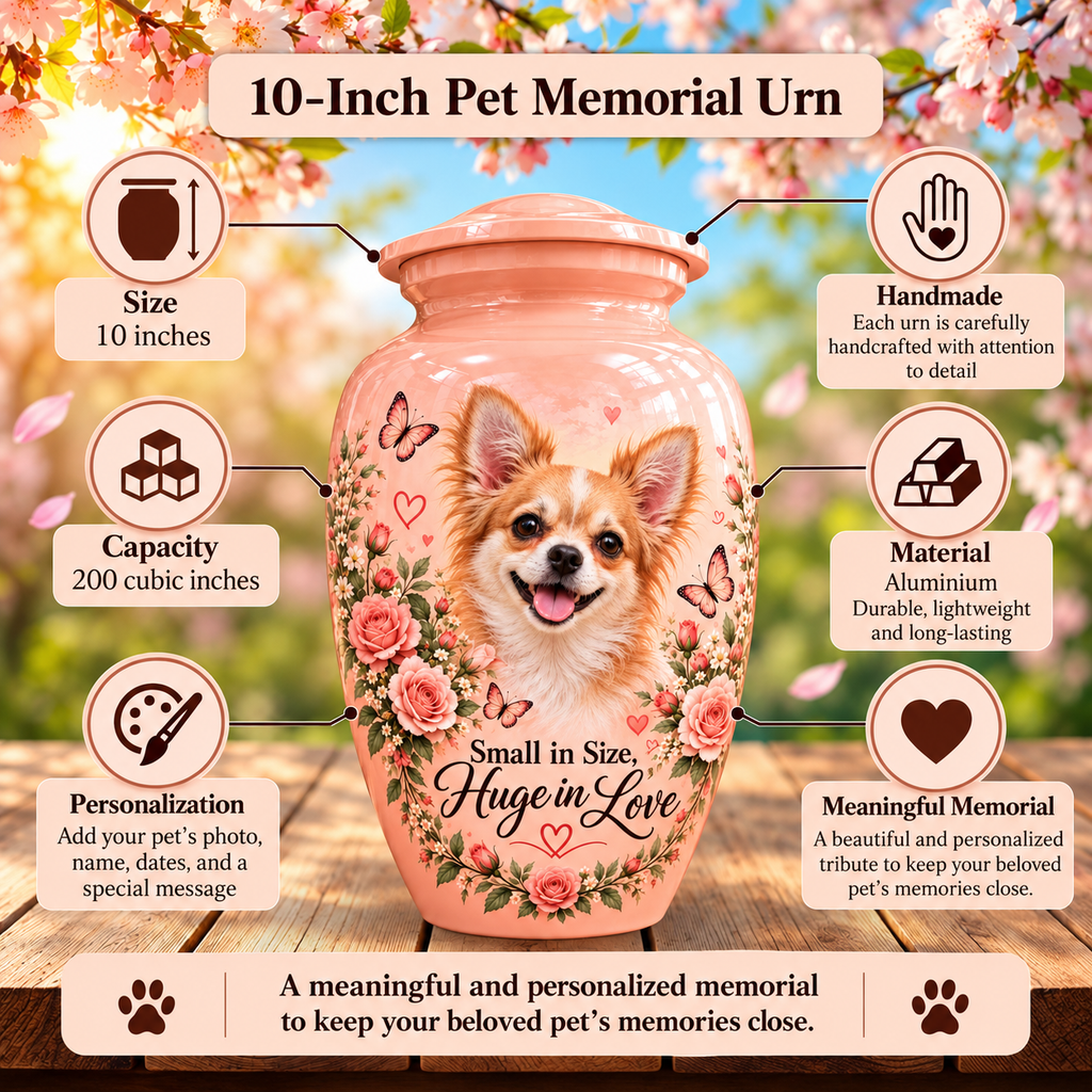 custom pet photo urn for dog ashes, handmade aluminum pet memorial urn with photo – picture 6