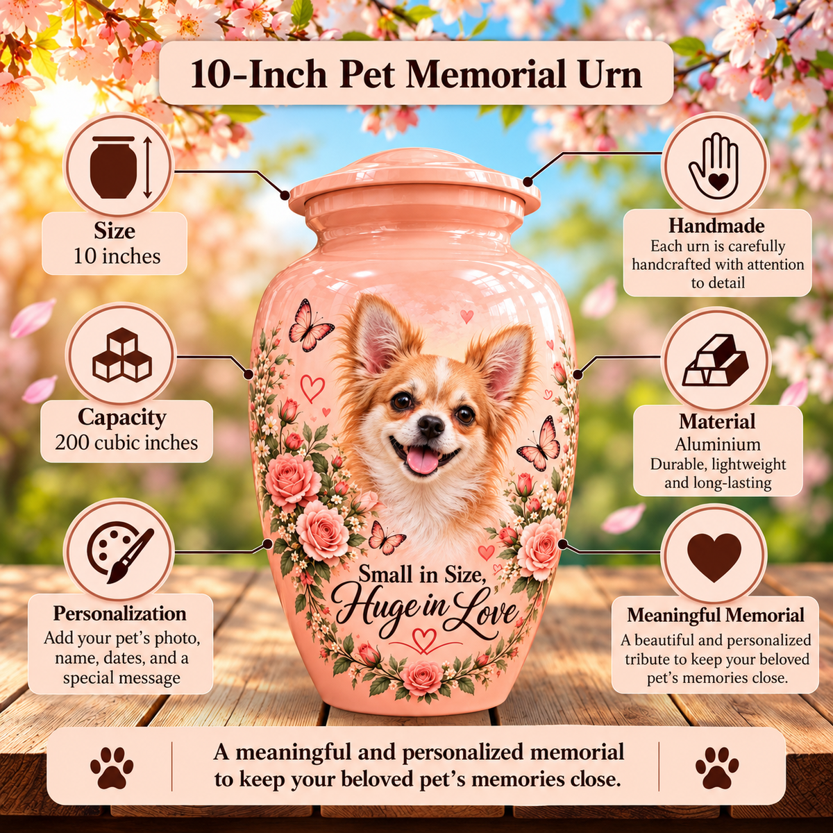 custom pet photo urn for dog ashes, handmade aluminum pet memorial urn with photo – picture 6