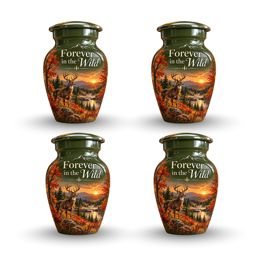 autumn buck sunset cremation urn for human ashes, handmade aluminum – photo 6