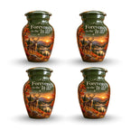 autumn buck sunset cremation urn for human ashes, handmade aluminum – photo 6