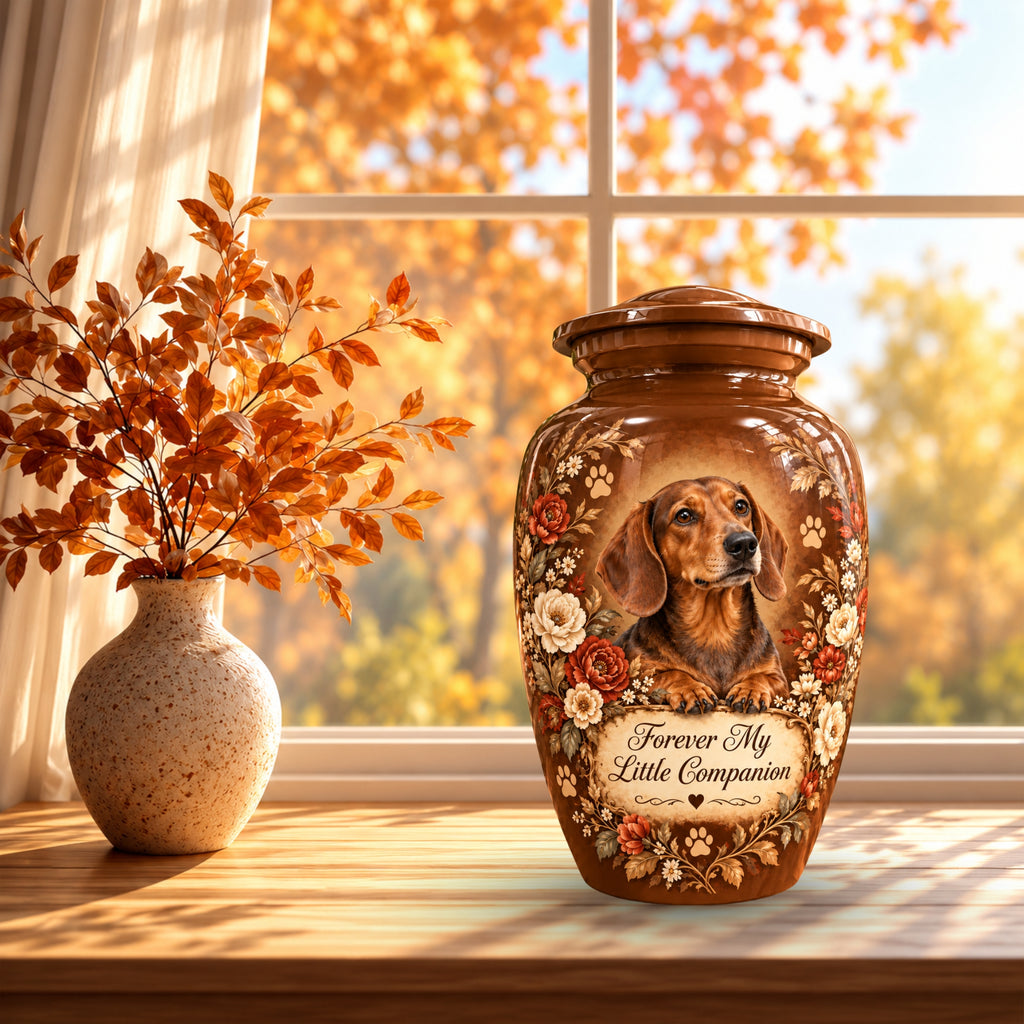 custom dog portrait pet urn for ashes, handmade aluminum pet memorial urn with photo – picture 7