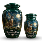 moonlit buck forest lake cremation urn for human ashes, handmade aluminum – photo 7