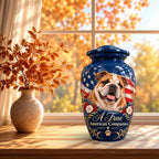 custom dog portrait cremation urn for dogs, handmade aluminum pet memorial urn with photo – picture 7