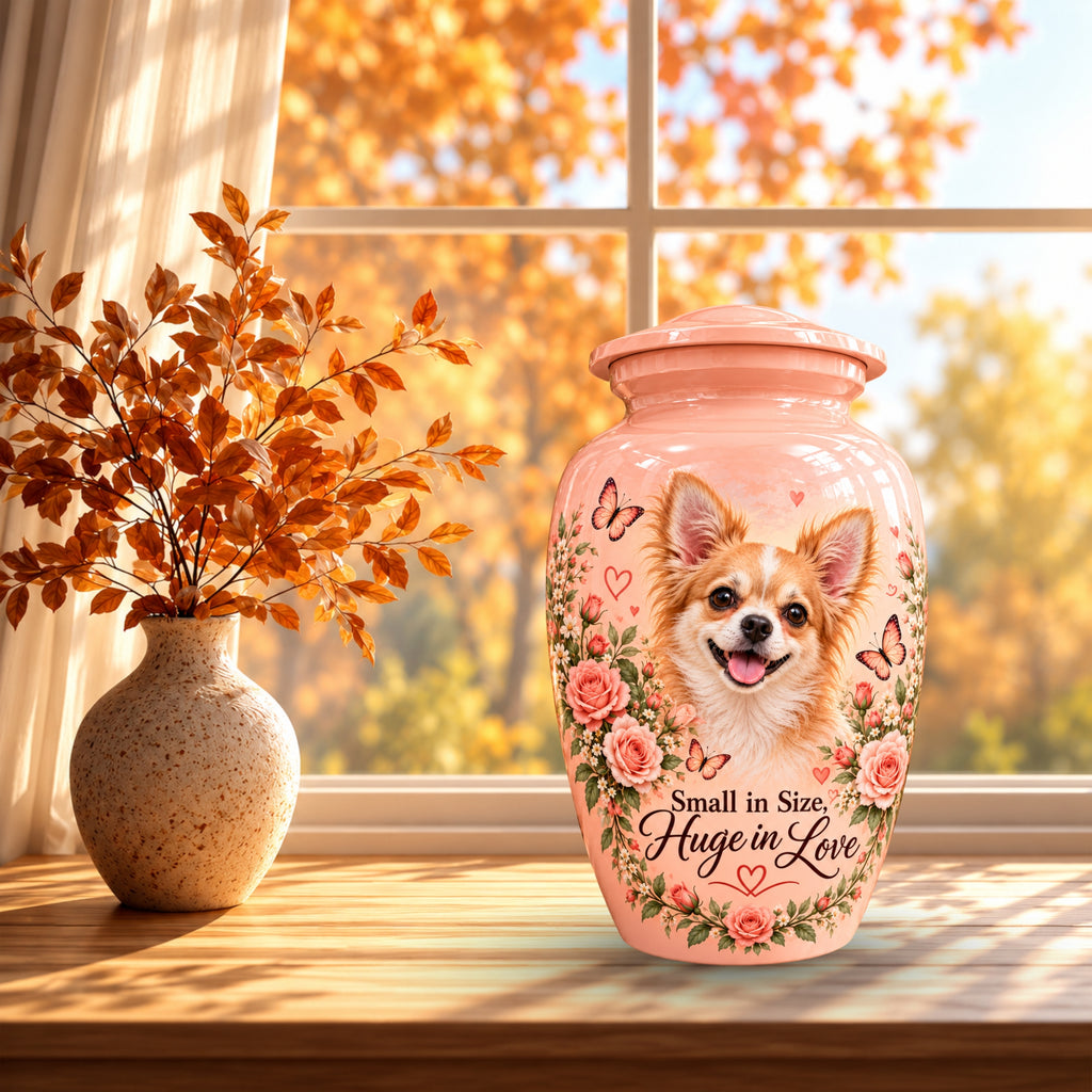 custom pet photo urn for dog ashes, handmade aluminum pet memorial urn with photo – picture 7