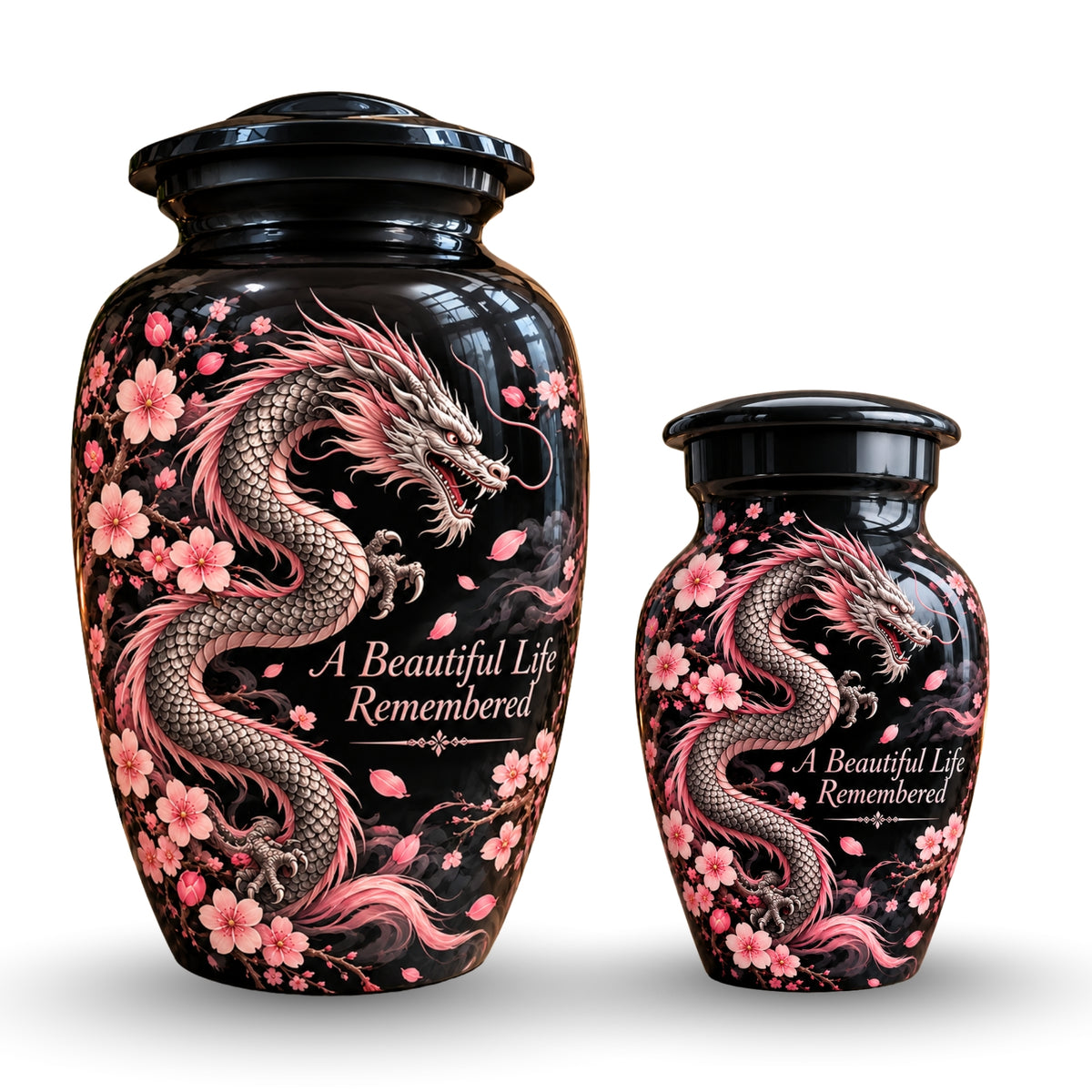dragon design memorial urn for ashes, handmade aluminum urn – photo 7