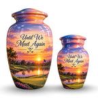 Golf Bag and Ball Sunset Cremation Urn for Human Ashes – Personalized Handmade Aluminum Urn