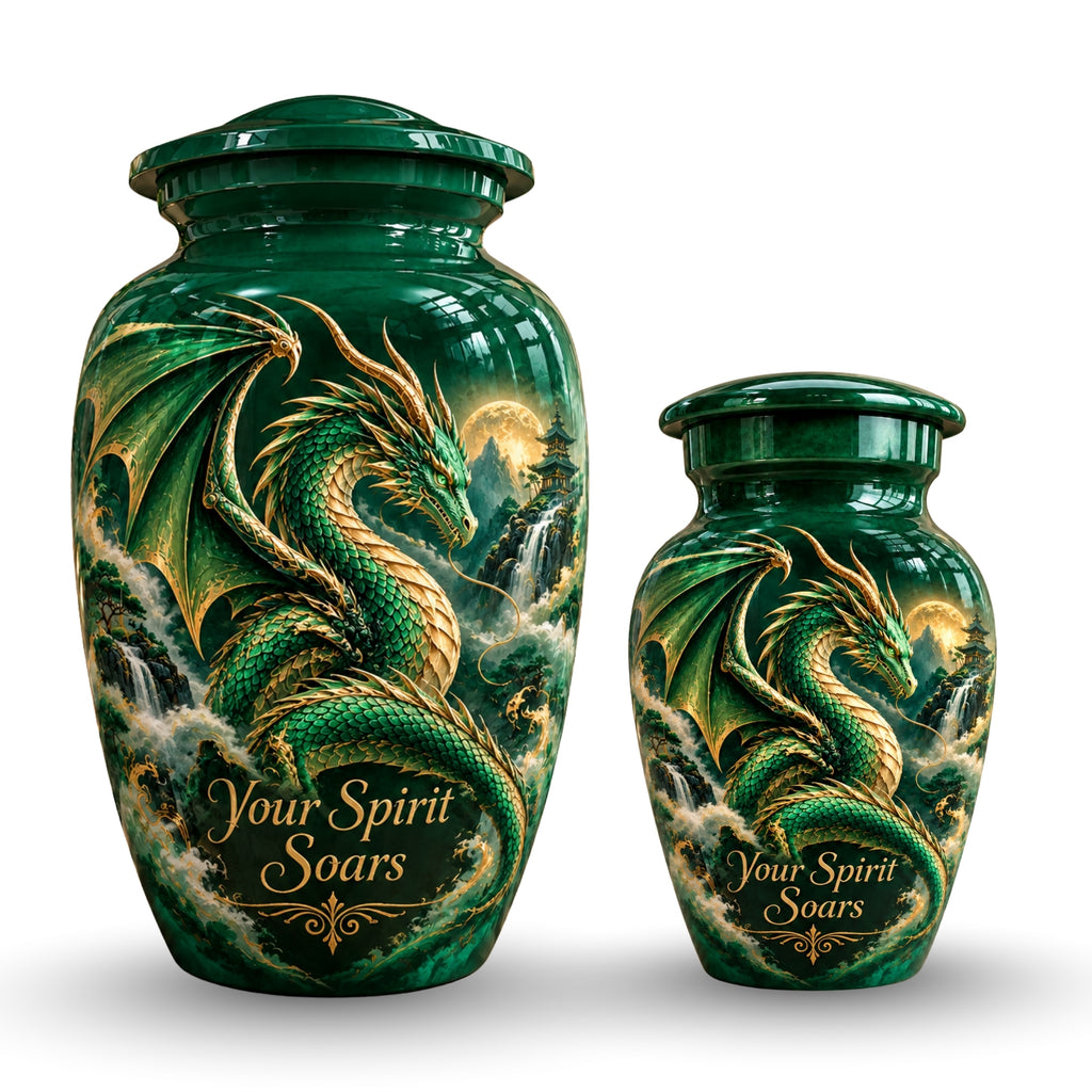 dragon design cremation urn for human ashes, handmade aluminum urn – photo 7