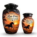 galloping horse sunset cremation urn for human ashes, handmade aluminum – photo 7