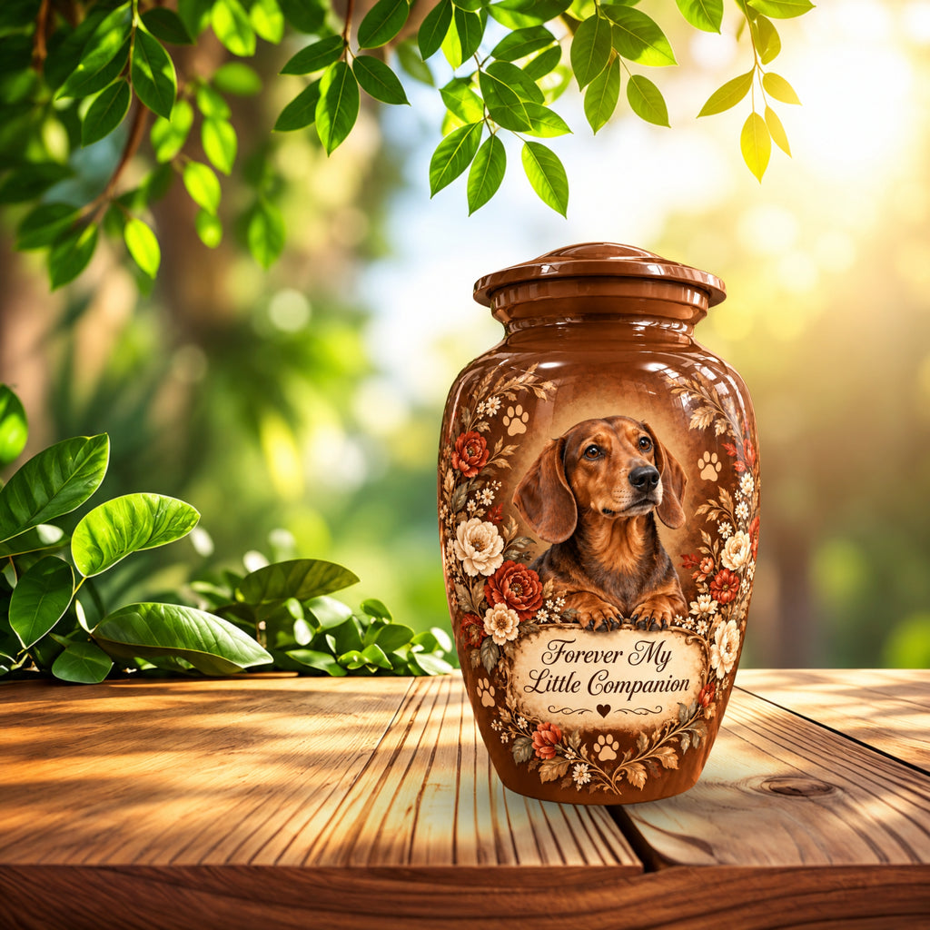 custom dog portrait pet urn for ashes, handmade aluminum pet memorial urn with photo – picture 8