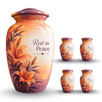 Orange Lily Memorial Cremation Urn for Human Ashes – Personalized Handmade Aluminum Urn