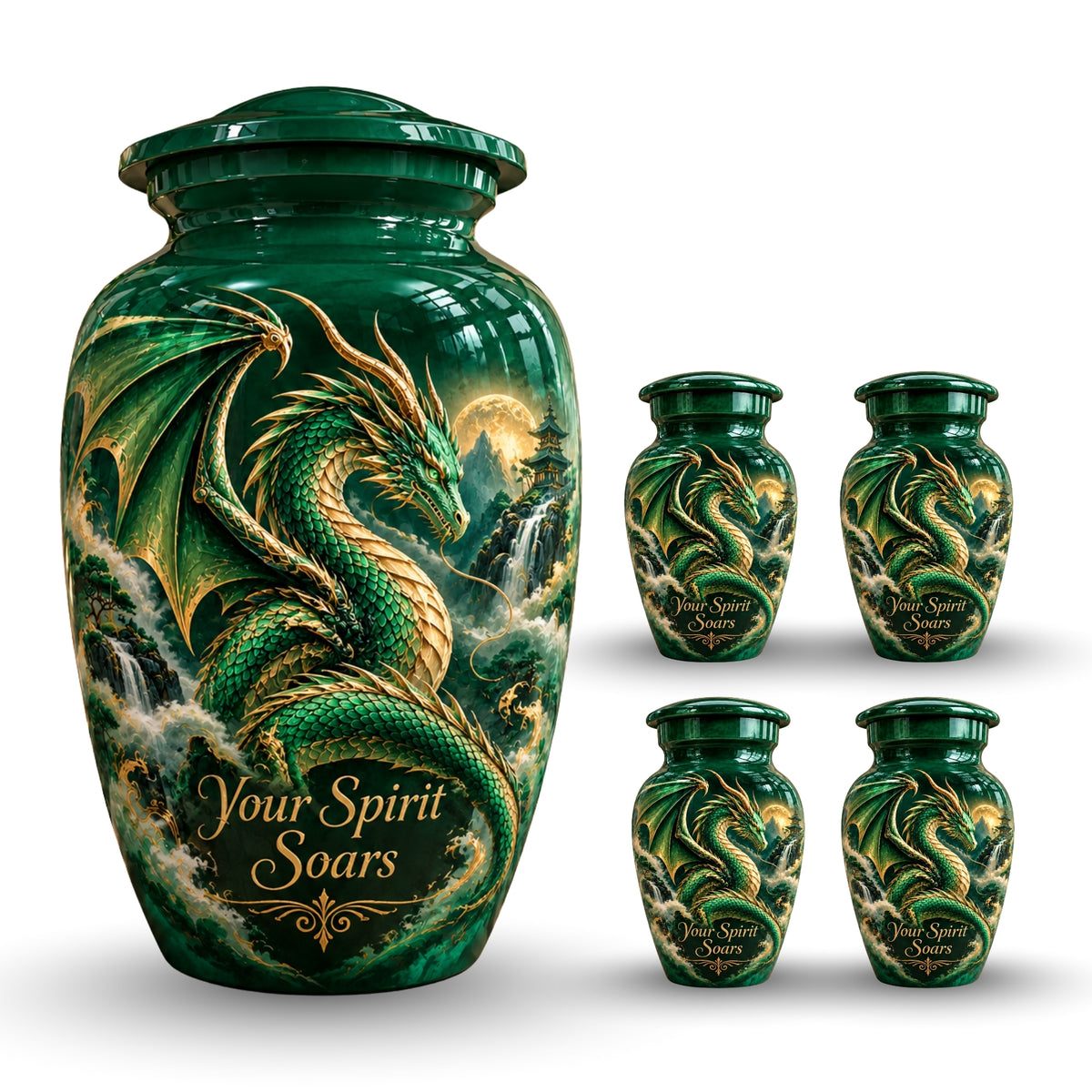 dragon design cremation urn for human ashes, handmade aluminum urn – photo 8