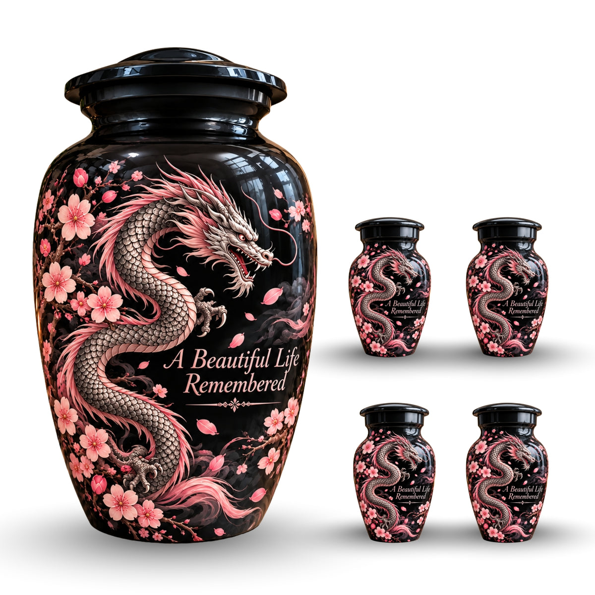 dragon design memorial urn for ashes, handmade aluminum urn – photo 8
