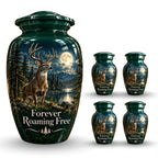 moonlit buck forest lake cremation urn for human ashes, handmade aluminum – photo 8