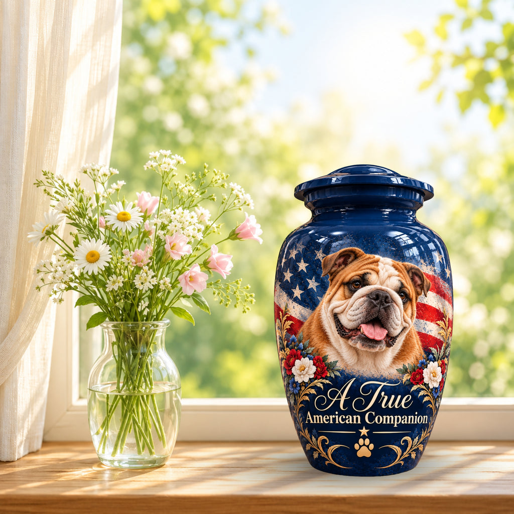 custom dog portrait cremation urn for dogs, handmade aluminum pet memorial urn with photo – picture 9