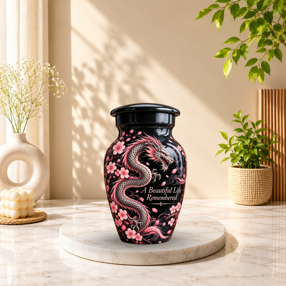 dragon design memorial urn for ashes, handmade aluminum urn – photo 9