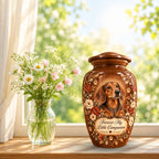 custom dog portrait pet urn for ashes, handmade aluminum pet memorial urn with photo – picture 9