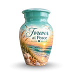 seashell beach sunset cremation urn for human ashes, handmade aluminum – photo 4