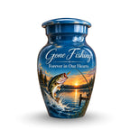 bass fishing sunset cremation urn for human ashes, handmade aluminum – photo 4