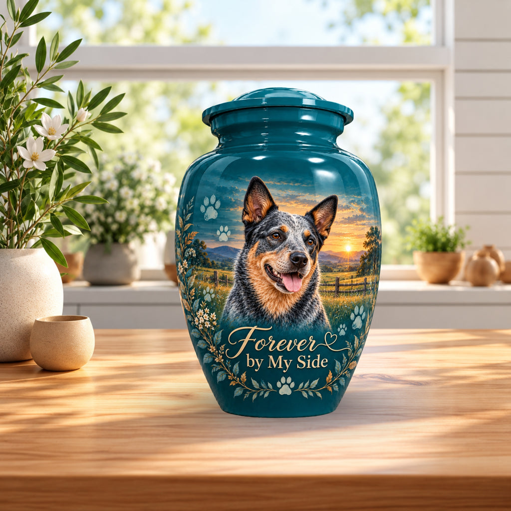 custom pet photo cremation urn for pet ashes, handmade aluminum pet memorial urn with photo – picture 4