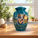 custom pet photo cremation urn for pet ashes, handmade aluminum pet memorial urn with photo – picture 4