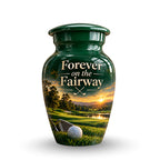 green fairway golf ball cremation urn for human ashes, handmade aluminum – photo 4