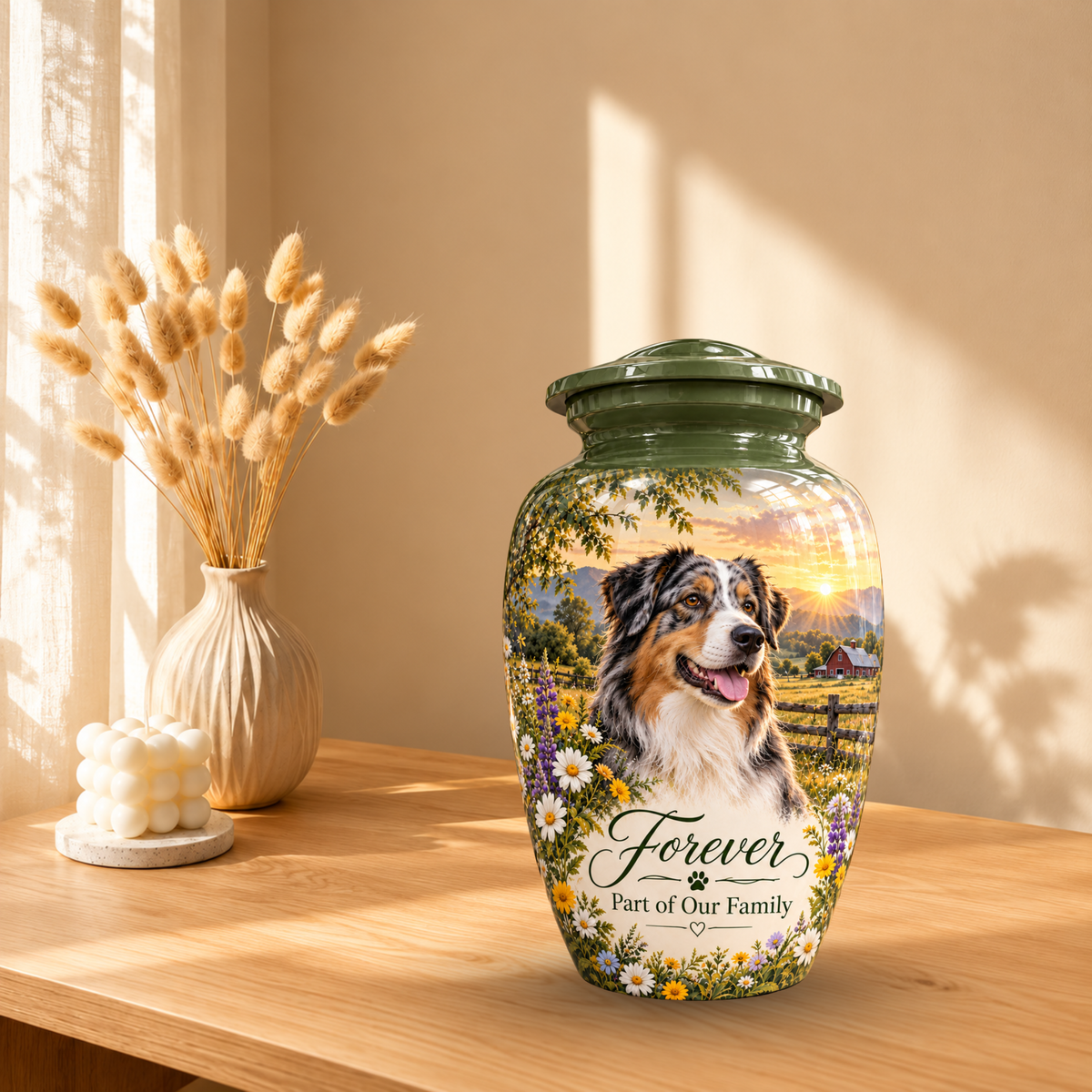 custom dog portrait cremation urn for pet ashes, handmade aluminum pet memorial urn with photo – picture 10