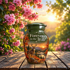 autumn buck sunset cremation urn for human ashes, handmade aluminum – photo 10