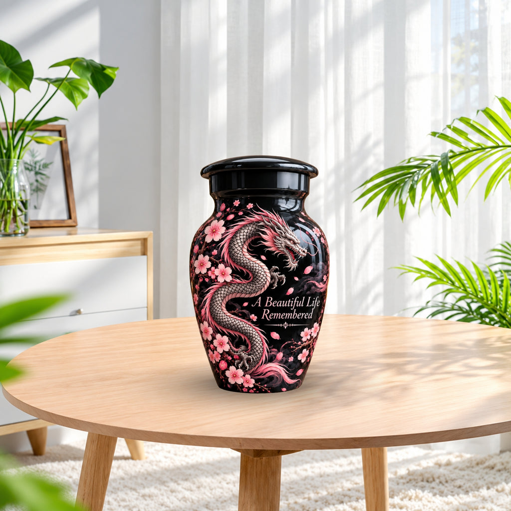 dragon design memorial urn for ashes, handmade aluminum urn – photo 10