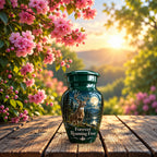 moonlit buck forest lake cremation urn for human ashes, handmade aluminum – photo 10