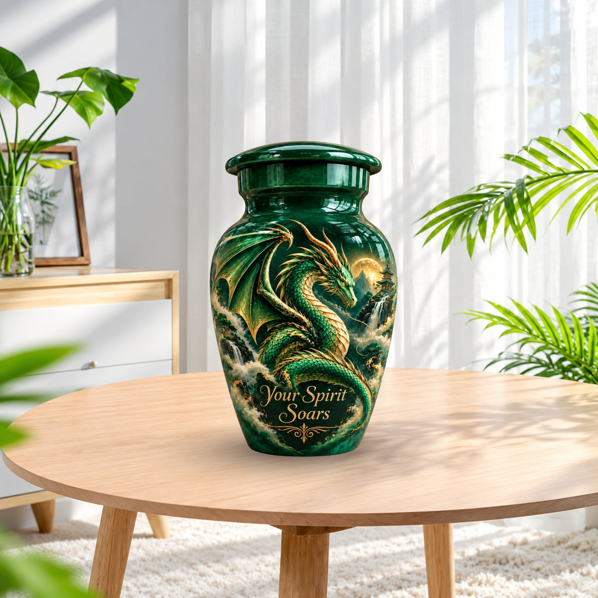 dragon design cremation urn for human ashes, handmade aluminum urn – photo 10