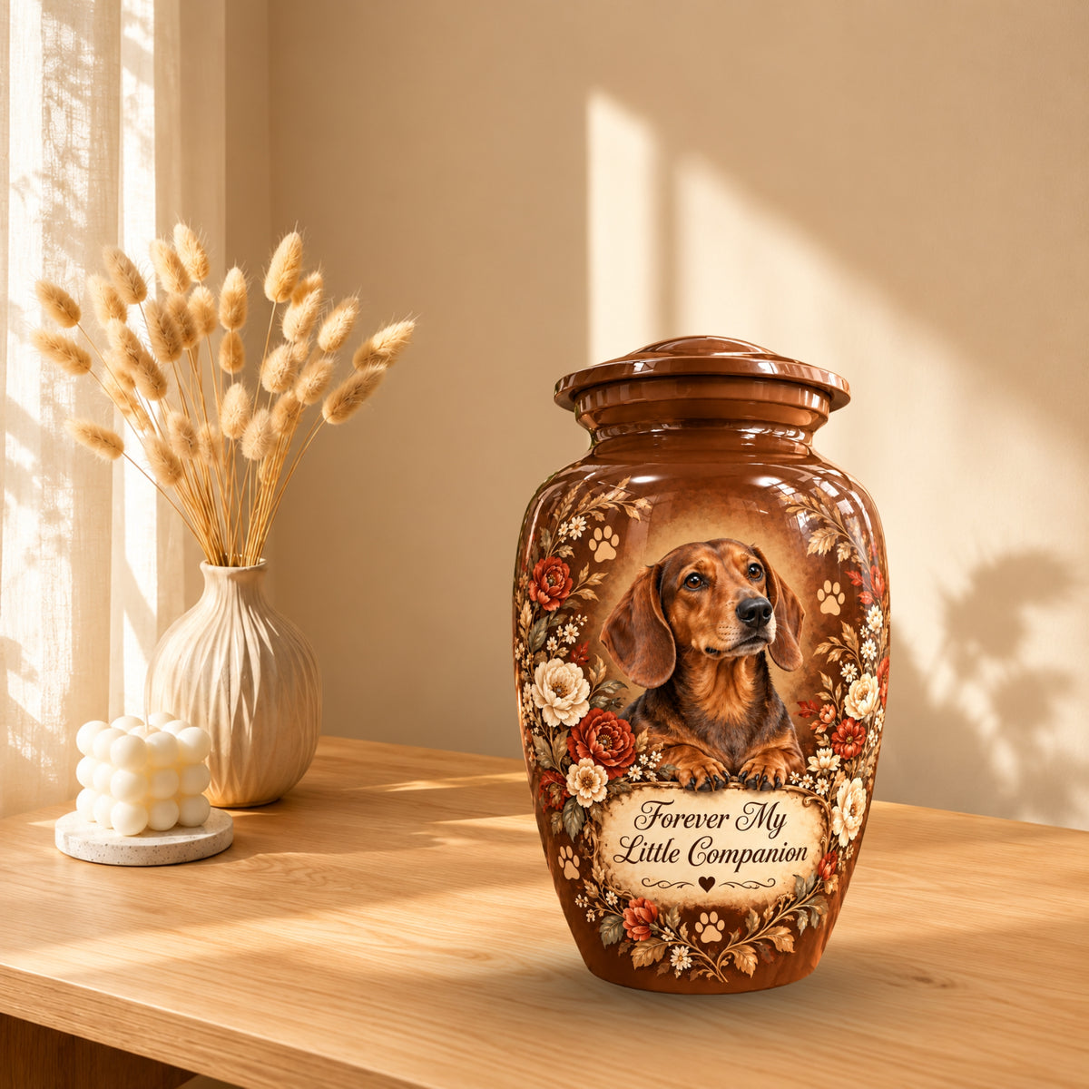 custom dog portrait pet urn for ashes, handmade aluminum pet memorial urn with photo – picture 10