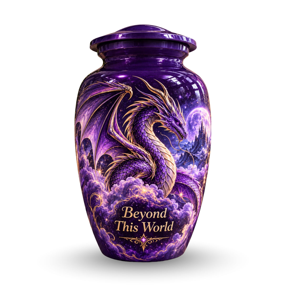 dragon urn for human ashes, handmade aluminum urn – photo 1