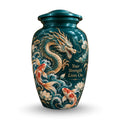 dragon cremation urn with keepsakes, handmade aluminum urn – photo 1