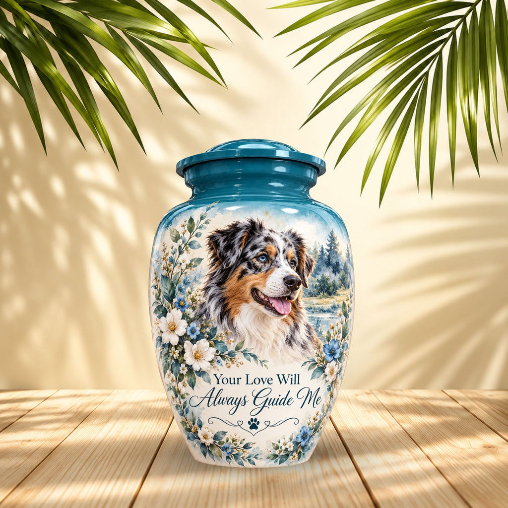personalized dog memorial cremation urn for pet ashes, handmade aluminum pet memorial urn with photo – picture 2