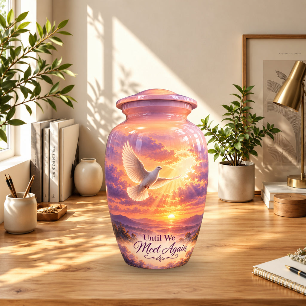 Ascending Dove Cremation Urn for Human Ashes – Personalized Handmade Aluminum Urn