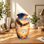 Soaring Eagle Memorial Cremation Urn for Human Ashes – Personalized Handmade Aluminum Urn