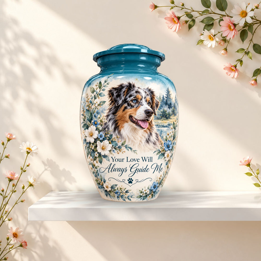 personalized dog memorial cremation urn for pet ashes, handmade aluminum pet memorial urn with photo – picture 3