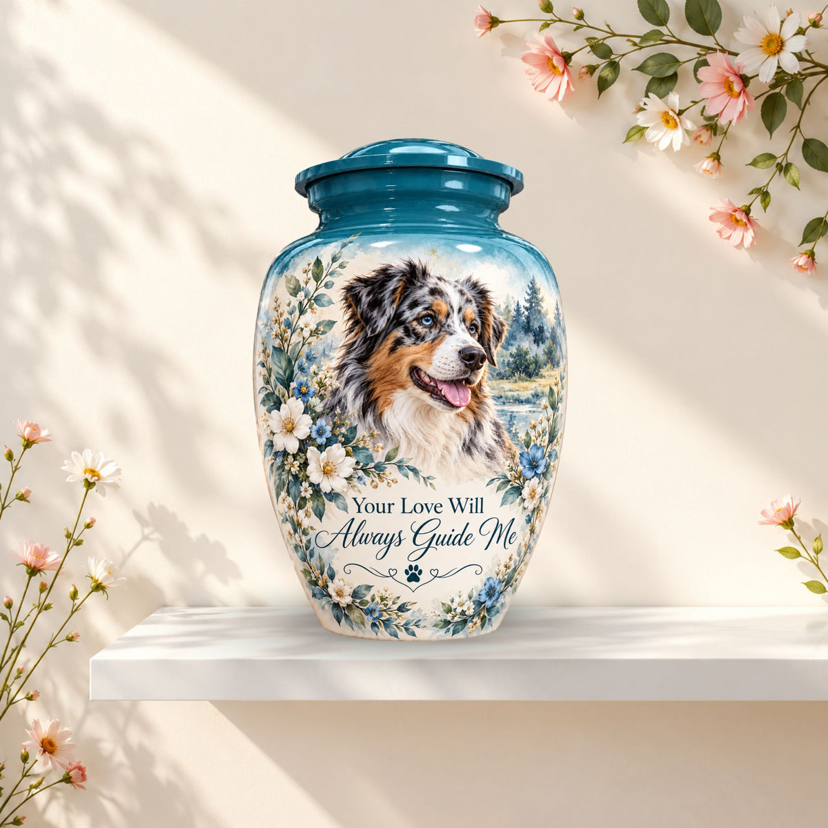 personalized dog memorial cremation urn for pet ashes, handmade aluminum pet memorial urn with photo – picture 3