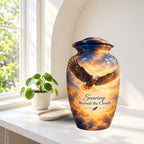 Soaring Eagle Memorial Cremation Urn for Human Ashes – Personalized Handmade Aluminum Urn