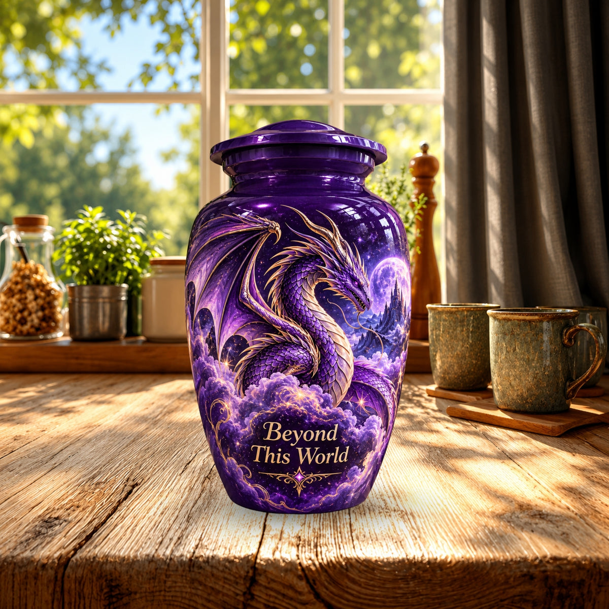 dragon urn for human ashes, handmade aluminum urn – photo 3