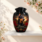 personalized dog portrait urn for dog ashes, handmade aluminum pet memorial urn with photo – picture 3