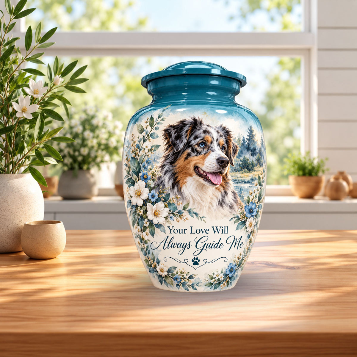personalized dog memorial cremation urn for pet ashes, handmade aluminum pet memorial urn with photo – picture 4
