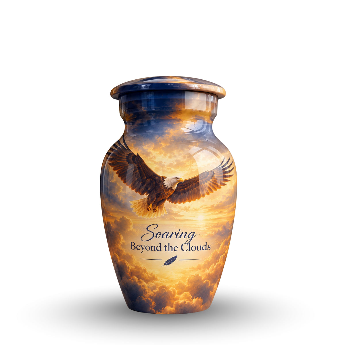 Soaring Eagle Memorial Cremation Urn for Human Ashes – Personalized Handmade Aluminum Urn
