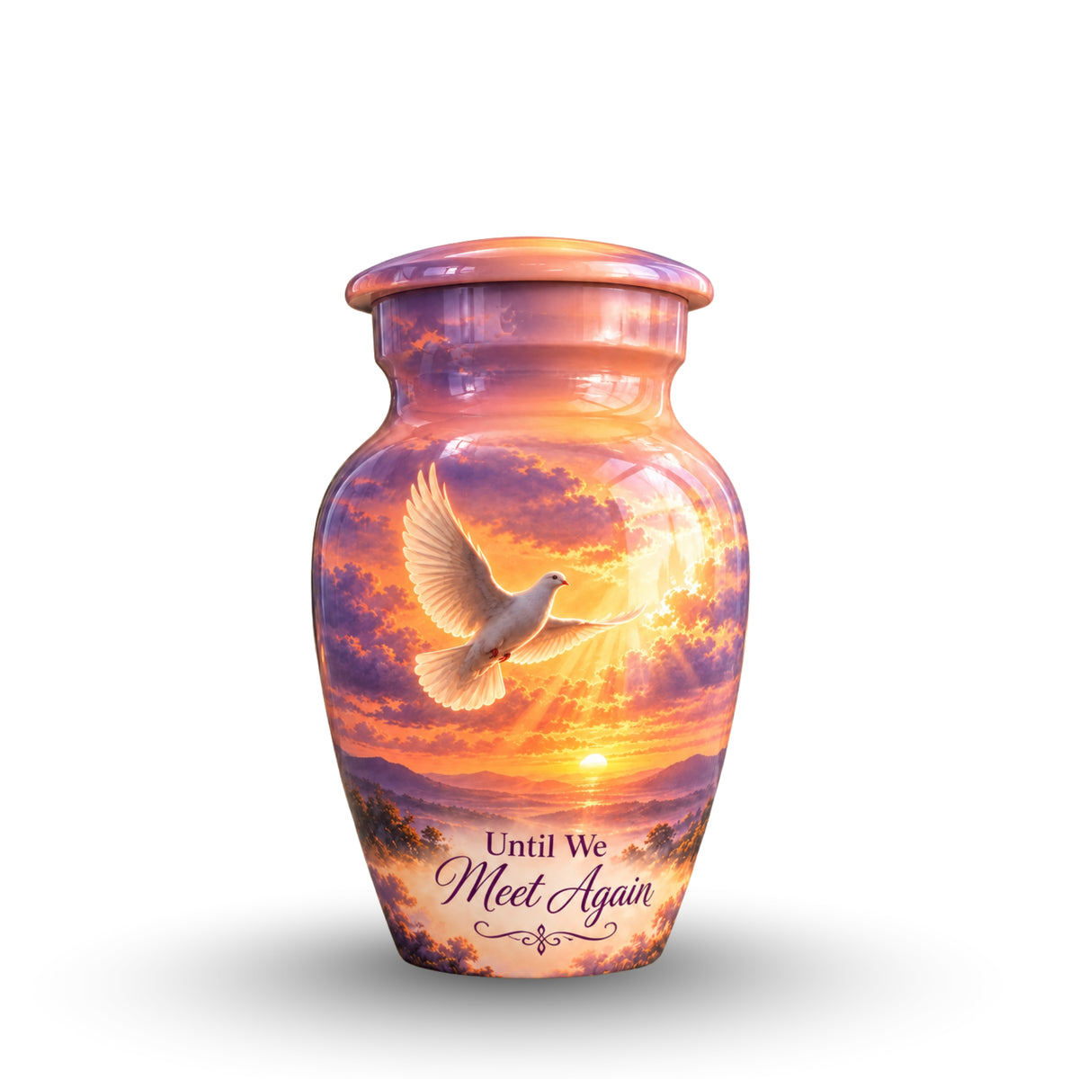 Ascending Dove Cremation Urn for Human Ashes – Personalized Handmade Aluminum Urn
