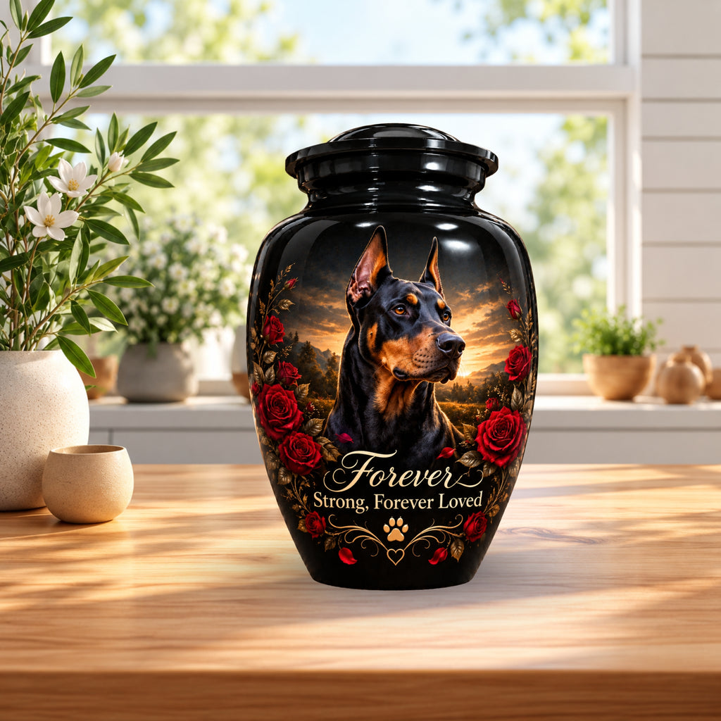 personalized dog portrait urn for dog ashes, handmade aluminum pet memorial urn with photo – picture 4