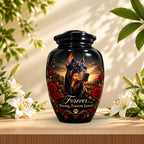 personalized dog portrait urn for dog ashes, handmade aluminum pet memorial urn with photo – picture 5
